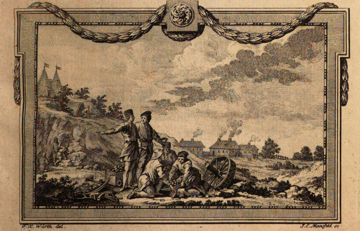 Cover illustration for the 1773 work "A Guide to the Art of Mining" (original: Anleitung zu der Bergbaukunst)